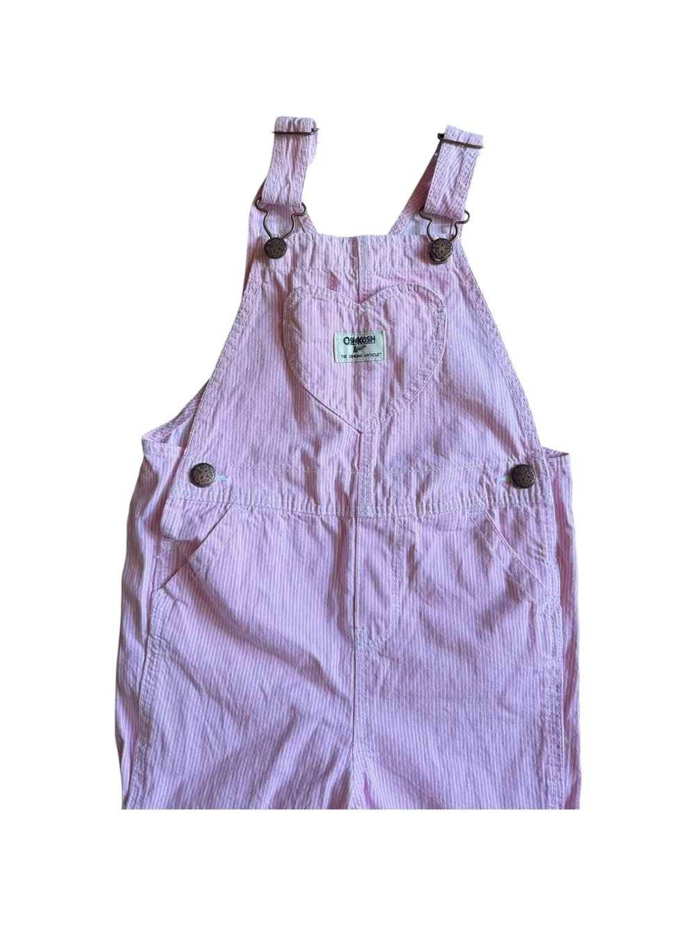 OshKosh B’gosh Pink Pinstripe Heart Overalls